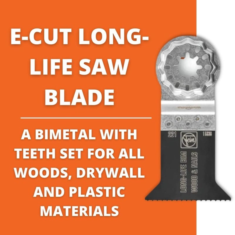 Fein Starlock E-Cut Long-Life Saw Blade - Precision Cutting for Wood, Drywall & Plastics, Bimetal with Teeth Set, Wide Shape, 2" Width, 2" Length, 10-Pack - 63502221290 - Image 3